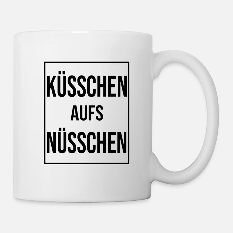 Küsschen aufs Nüsschen schwarz - Tasse - Weiß