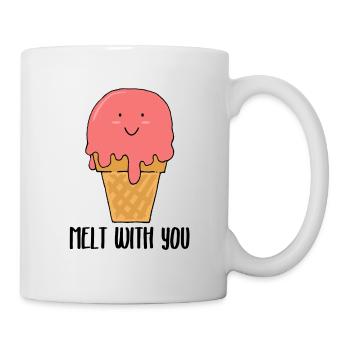 Nettes lächelndes Erdbeereis - schmelzen mit Ihnen - Tasse - Weiß - Rechts