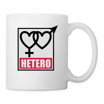 04 HETERO Herzen Liebe Love Heterosexuell - Tasse - Weiß - Rechts