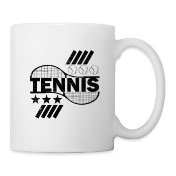 Tennis Schriftzug Tennisschläger Motiv Geschenk - Tasse - Weiß - Rechts