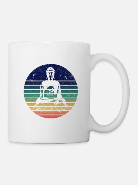 Buddha Yoga Meditation retro vintage Geschenk - Mug blanc - blanc