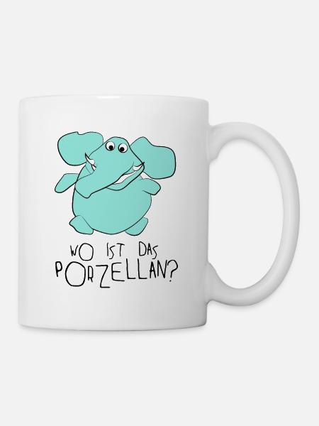 Éléphant où est la porcelaine - Mug blanc - blanc