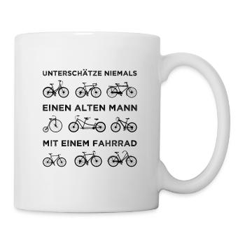 Alter Mann Mit Fahrrad - Tasse - Weiß - Rechts