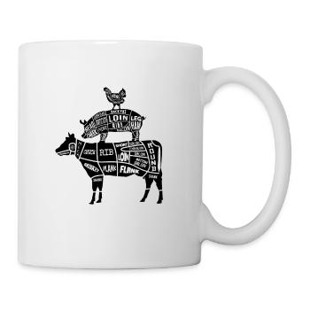 Grillen Fleischteile Huhn Schwein Rind - Tasse - Weiß - Rechts