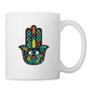 Meditation Hamsa Die Hand Der Fatima - Tasse - Weiß - Rechts