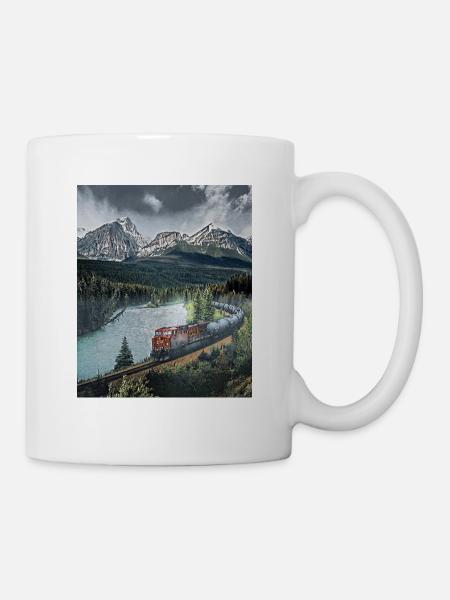 Zugfahrt durch Berglandschaften, Kanada - Tasse - Weiß