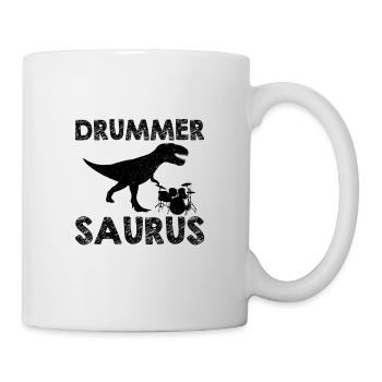 Schlagzeug Dinosaurier | Drummer Musiker Geschenke - Tasse - Weiß - Rechts