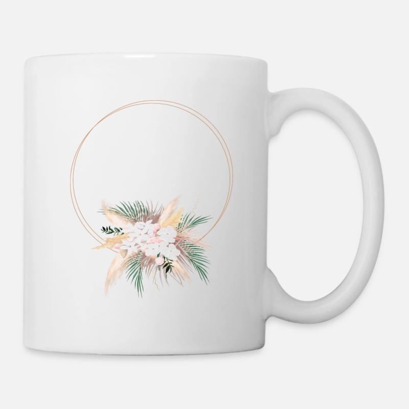 Boho Blumenstrauß personalisierbar - Tasse - Weiß