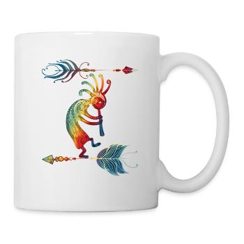 Native American Kokopelli With Two Feathers 1 - Mug - white - Right