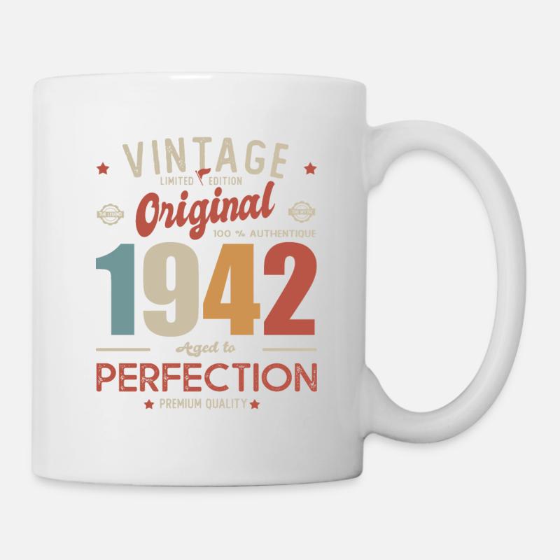 vintage original 1942 né en anniversaire 80 ans - Mug blanc - blanc