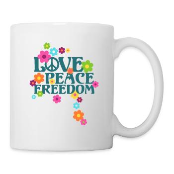 Retro Flower Power Type - Love Peace Freedom 1 - Mug - white - Right