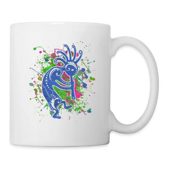 Native Americans Kokopelli - Colorfully Splashes 1 - Mug - white - Right