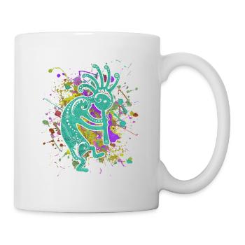 Native Americans Kokopelli - Colorfully Splashes 2 - Mug - white - Right