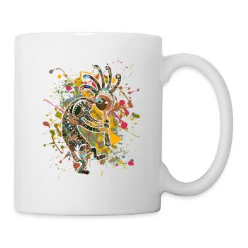 Amérindiens Kokopelli - Éclaboussures colorées 4 - Mug blanc - blanc - Droite
