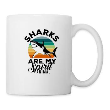 Hai Weißer Hai Haie Megalodon Haifisch Hammerhai - Tasse - Weiß - Rechts