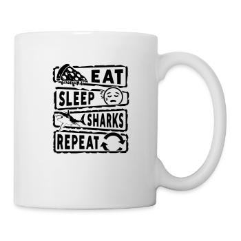 Hai Weißer Hai Haie Megalodon Haifisch Hammerhai - Tasse - Weiß - Rechts