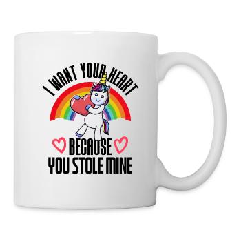 I Stole Your Heart Couples in Love Hearts Unicorn - Mug - white - Right