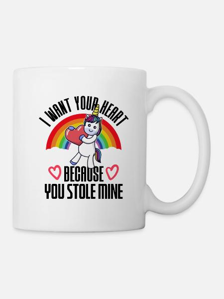 J’ai volé ton cœur Couples en amour Cœurs Licorne - Mug blanc - blanc