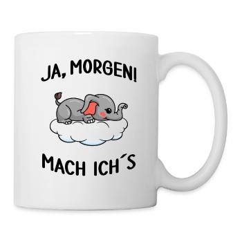 Elefant chillt Mittagsschlaf Pausemodus Feierabend - Tasse - Weiß - Rechts