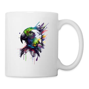 Papagei Vogel Tiere Geschenk Kunst Tiermotiv - Tasse - Weiß - Rechts