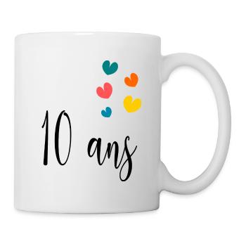10 ANS. 10e ANNIVERSAIRE. ANNIVERSAIRE 10 ANS. 10 - Mug blanc - blanc - Droite