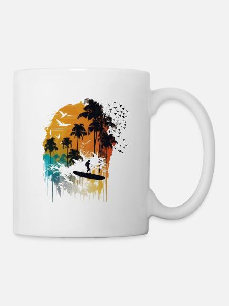 Aquarelle Surfeur - Mug blanc - blanc