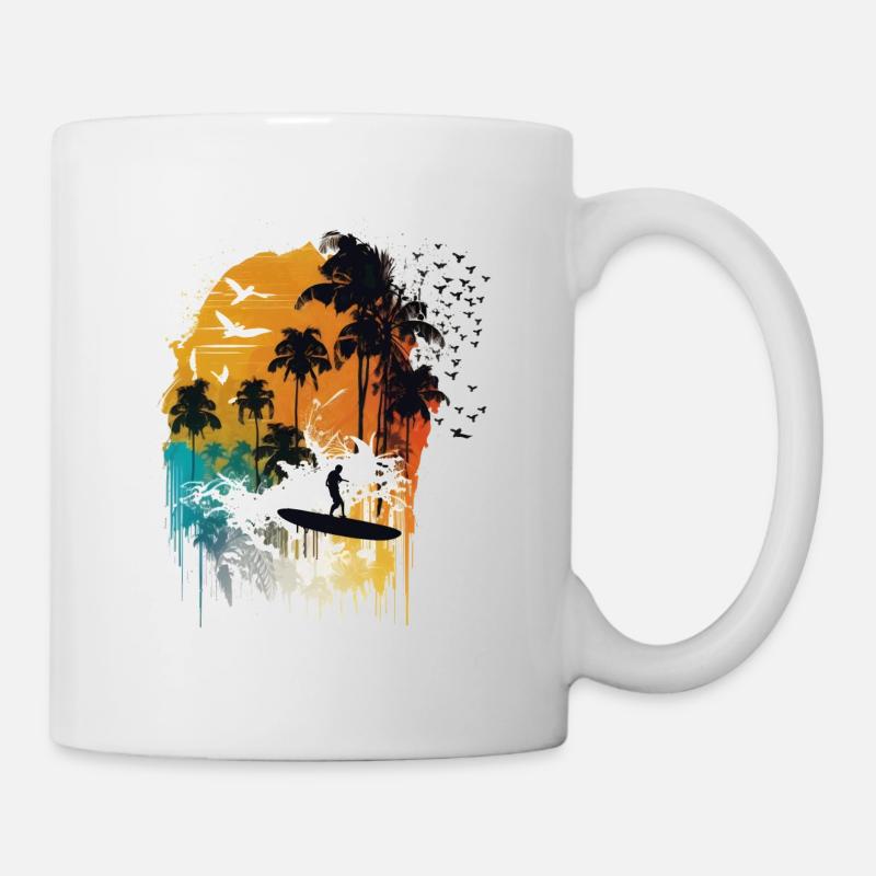 Aquarelle Surfeur - Mug blanc - blanc