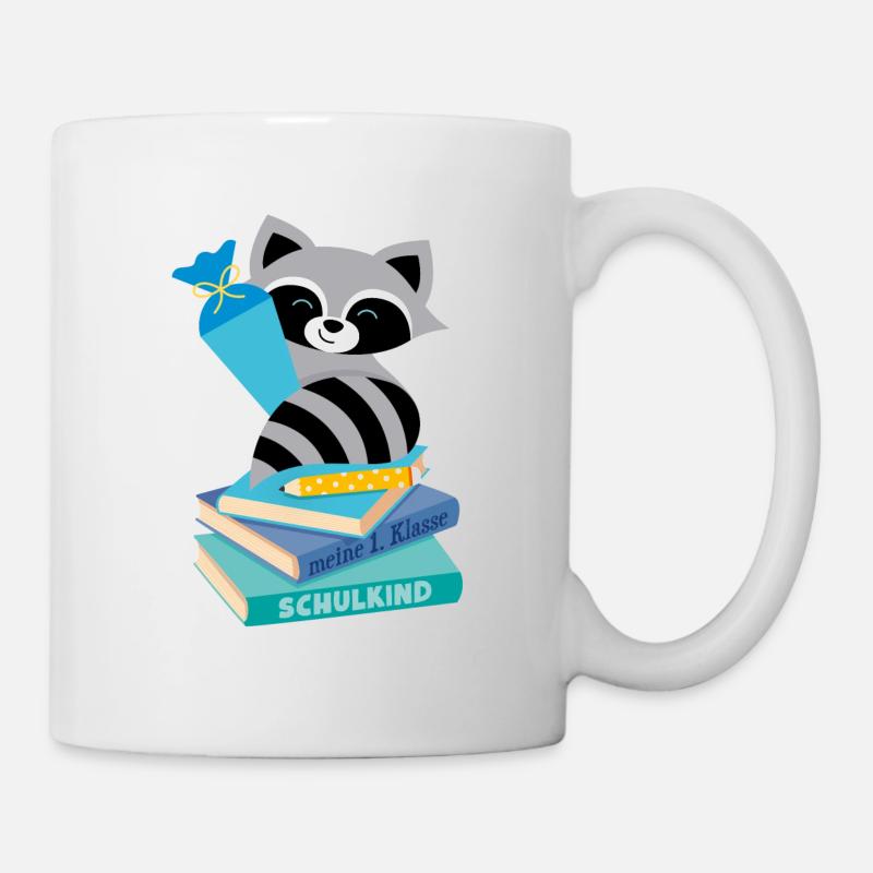 Waschbär Schulkind - Tasse - Weiß