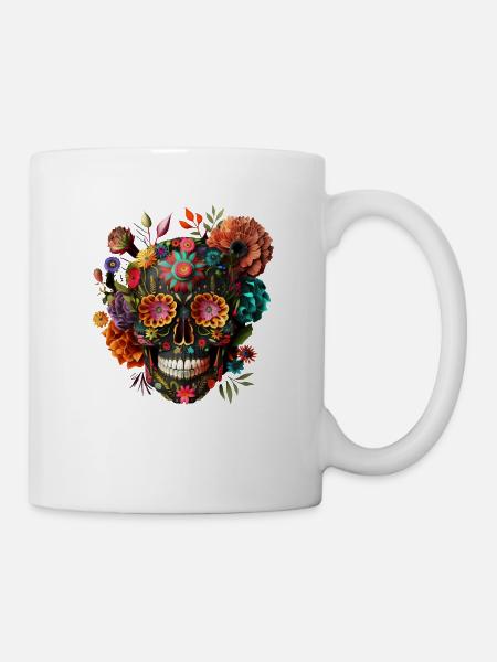 Crâne de Mexique, crâne de sucre, crâne de sucre - Mug blanc - blanc