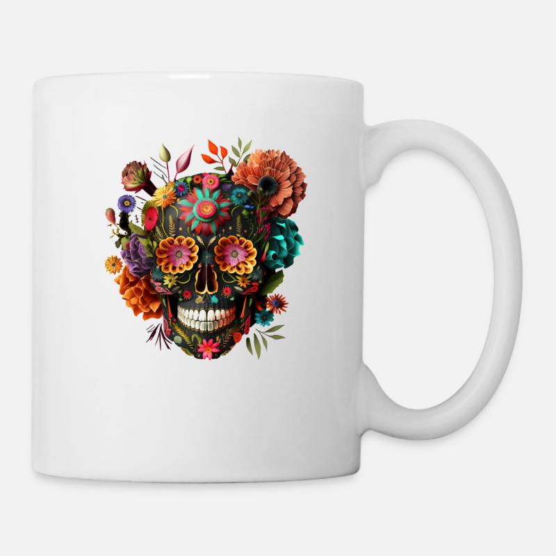 Crâne de Mexique, crâne de sucre, crâne de sucre - Mug blanc - blanc