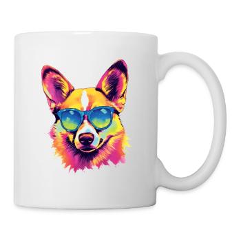 Corgi dog wearing sun glasses - Mug - white - Right