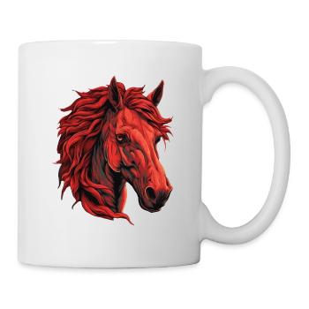 Rotes Pferd Porträt - Lebhaftes Tier-Design - Tasse - Weiß - Rechts