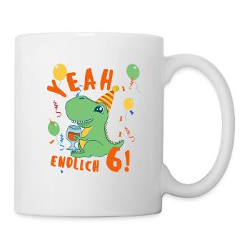 Yeah Dino endlich 6 - Tasse - Weiß - Rechts