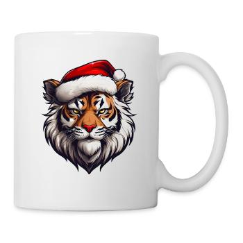 Xmas Tiger with Santa Hat - Mug - white - Right