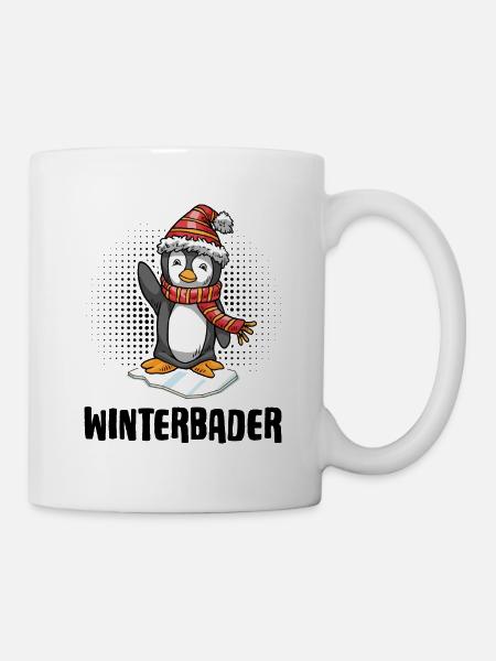Winterbader Pinguin Eisbader Eisbad - Tasse - Weiß