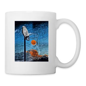 Moonlit Hoops: Eine Nacht der stillen Echos - Tasse - Weiß - Rechts