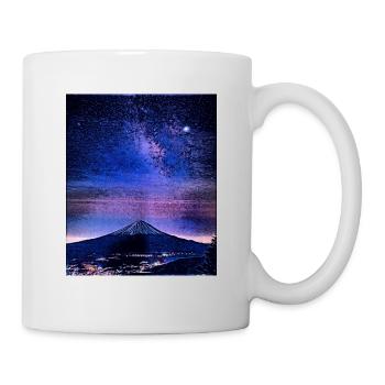 Berg Fuji bei Nacht, Japan - Tasse - Weiß - Rechts