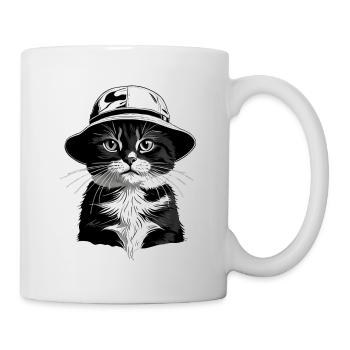 Schwarzweiße Katze Bucket Hat - Tasse - Weiß - Rechts