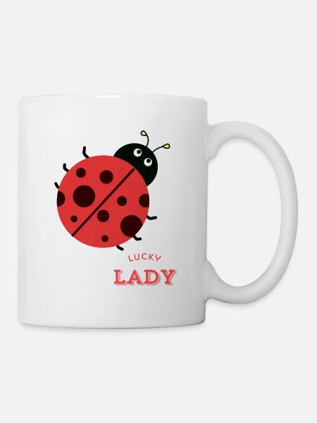Verspielter Marienkäfer für Geschenke und Kleidung - Tasse - Weiß