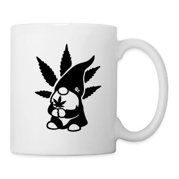 Süßer Hanf Gnom/Zwerg mit Cannabisblatt - Weedlove - Tasse - Weiß - Rechts
