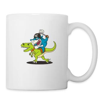 Cadeau de pirate dinosaure requin drôle - Mug blanc - blanc - Droite
