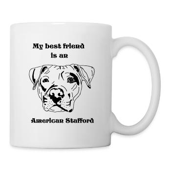 My best friend is at American Stafford - Mug - white - Right