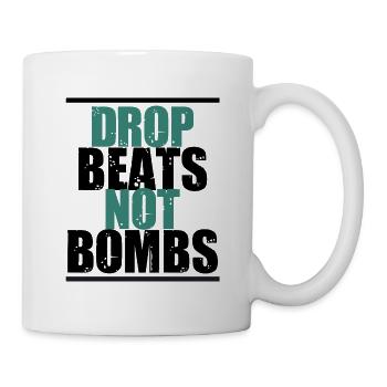Drop beats not bombs party festival motif gift - Mug - white - Right