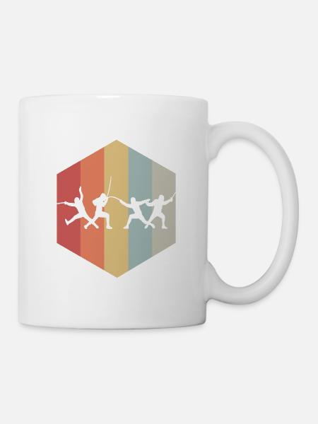 Retro Fechtsport Geschenk Degen Duell Schwertkampf - Tasse - Weiß