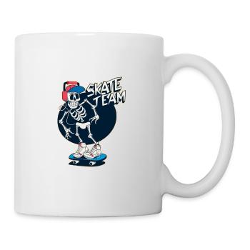 Skate Team on Bord als Skelett und mit Musik - Tasse - Weiß - Rechts