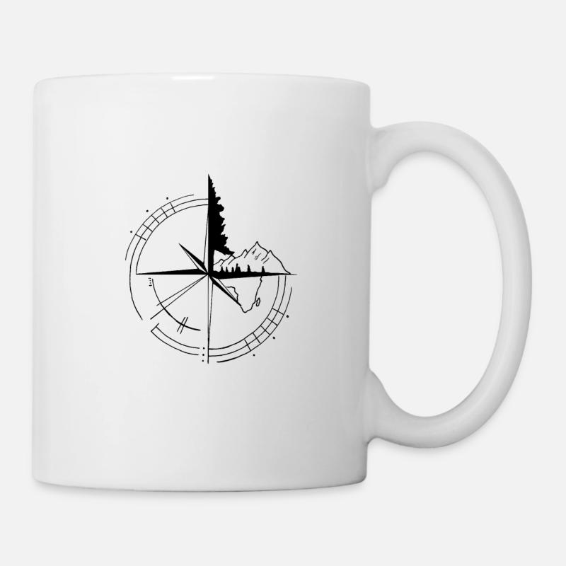 Kompass - Landschaft, merchanice - Tasse - Weiß
