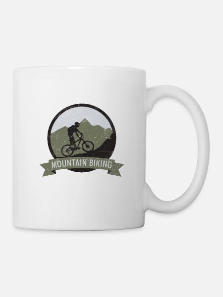 Mountain Biking Fahrrad Berg Sport Design - Tasse - Weiß