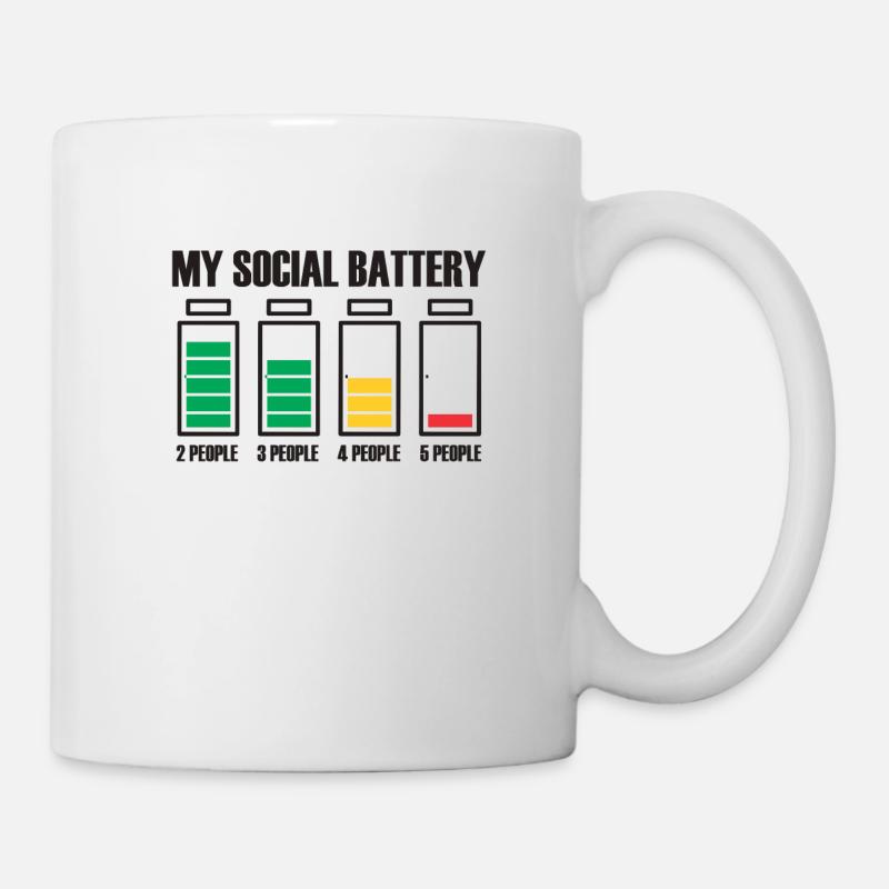 Introvertiert Social Battery Geschenkidee - Tasse - Weiß