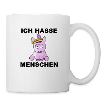 Ich hasse Menschen - Pink Einhorn - Tasse - Weiß - Rechts