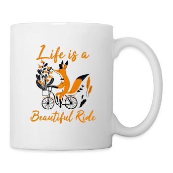 Cadeau cycliste vélo renard cycliste - Mug blanc - blanc - Droite